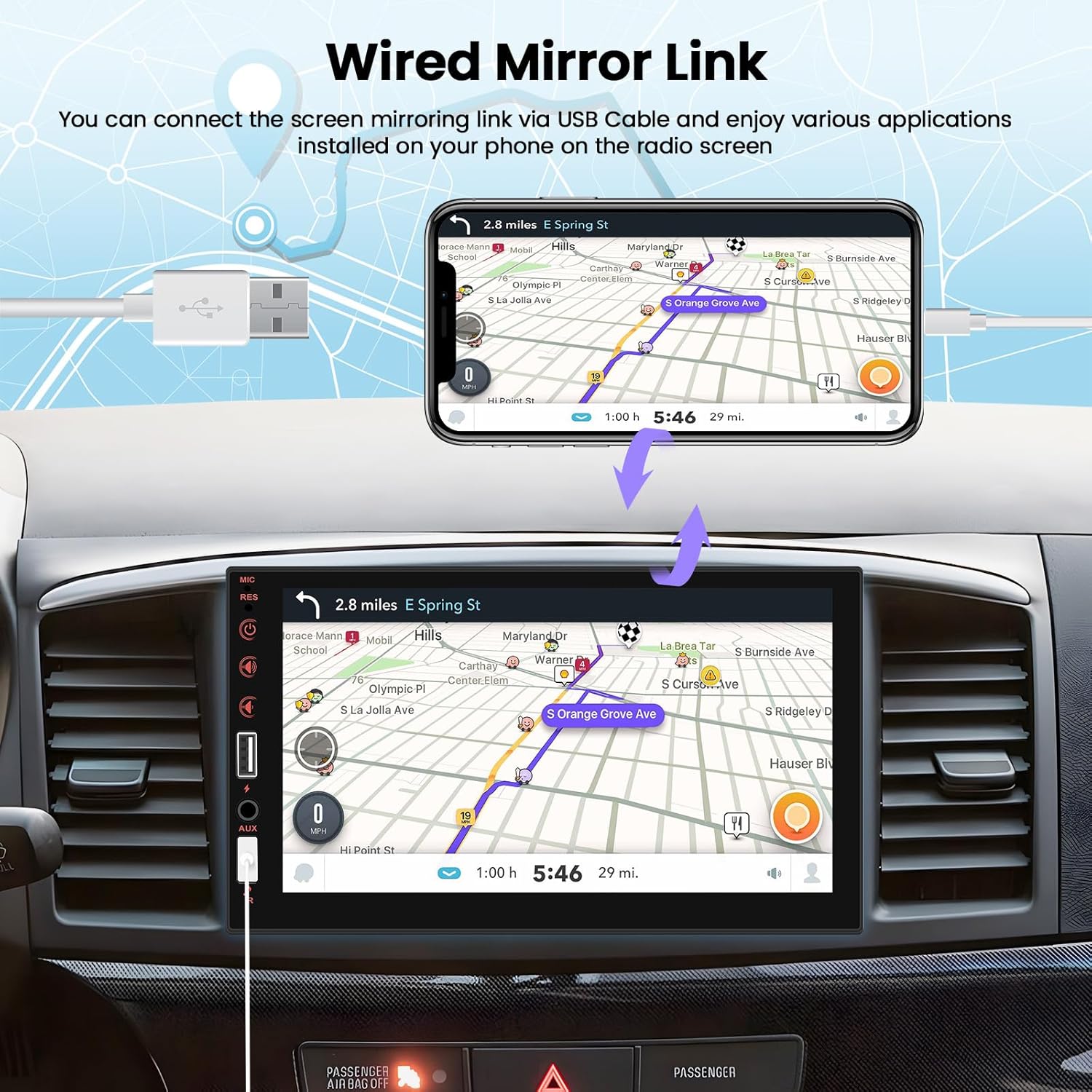 Hikity 7‑Inch 1‑DIN CarPlay Android Bluetooth Touch Radio with Camera