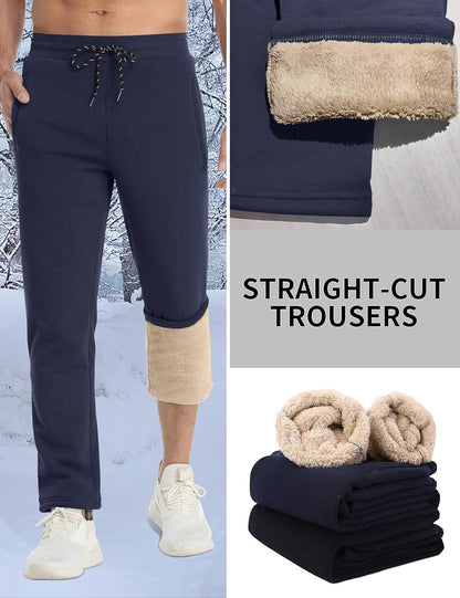 TACVASEN Men's Sherpa Lined Winter Warm Thermal Fleece Jogging Sweatpants with Pockets