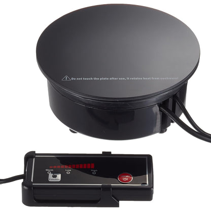Lacor 700W Round Induction Plate – Compact Black Cooktop for Camping