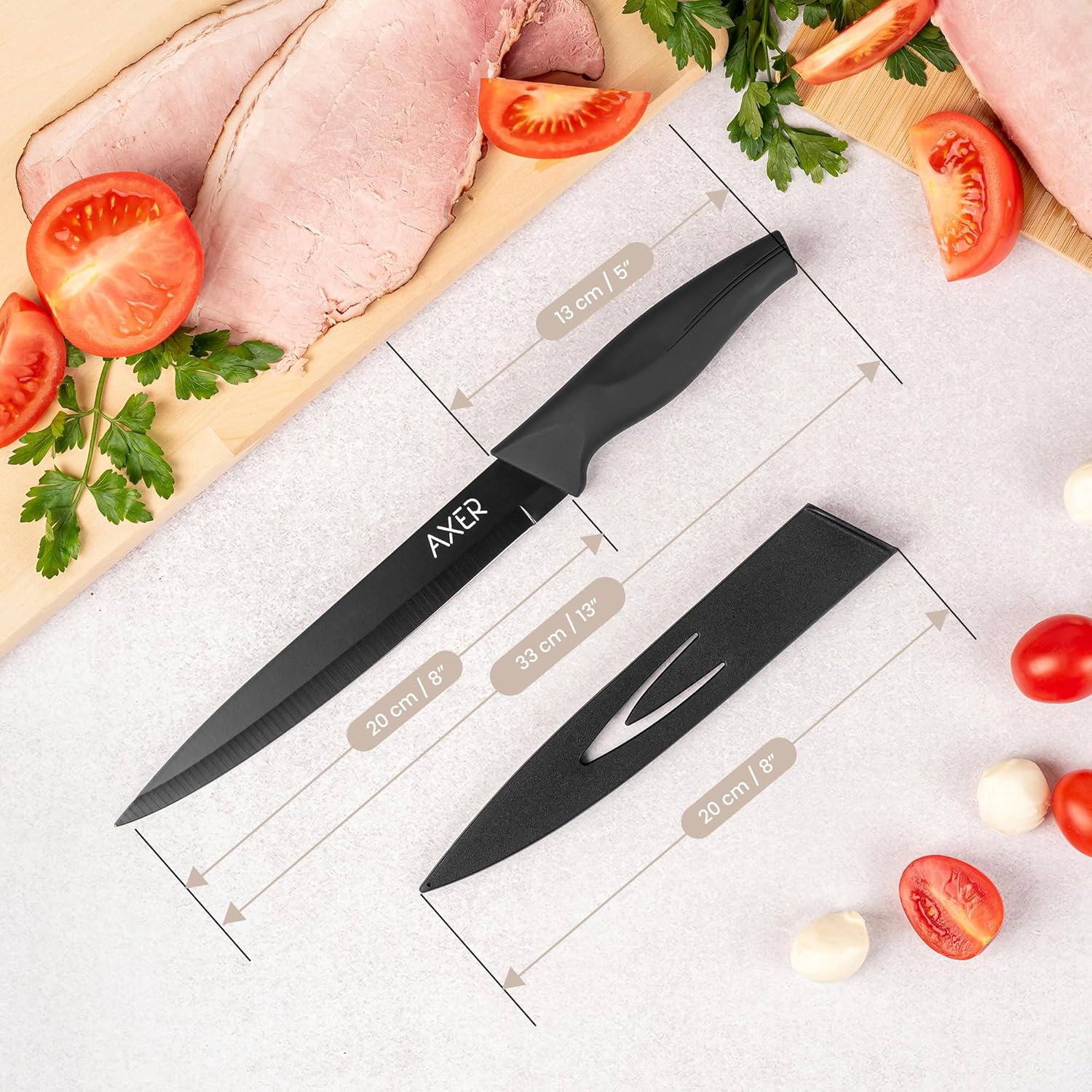 Axer 20cm Professional Black Kitchen Knife – Precision Cutting Tool