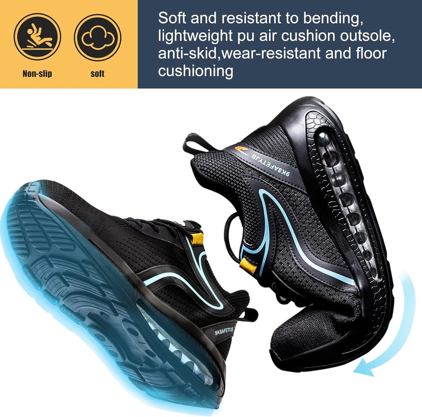 OBQcare Lightweight Breathable Steel Toe Safety Work Shoes