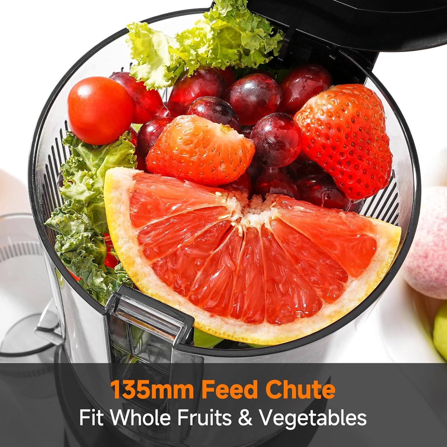 AOBOSI 135mm Large Feed Chute 1.5L 200W Cold Press Juicer – Black