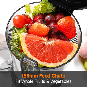 AOBOSI 135mm Large Feed Chute 1.5L 200W Cold Press Juicer – Black