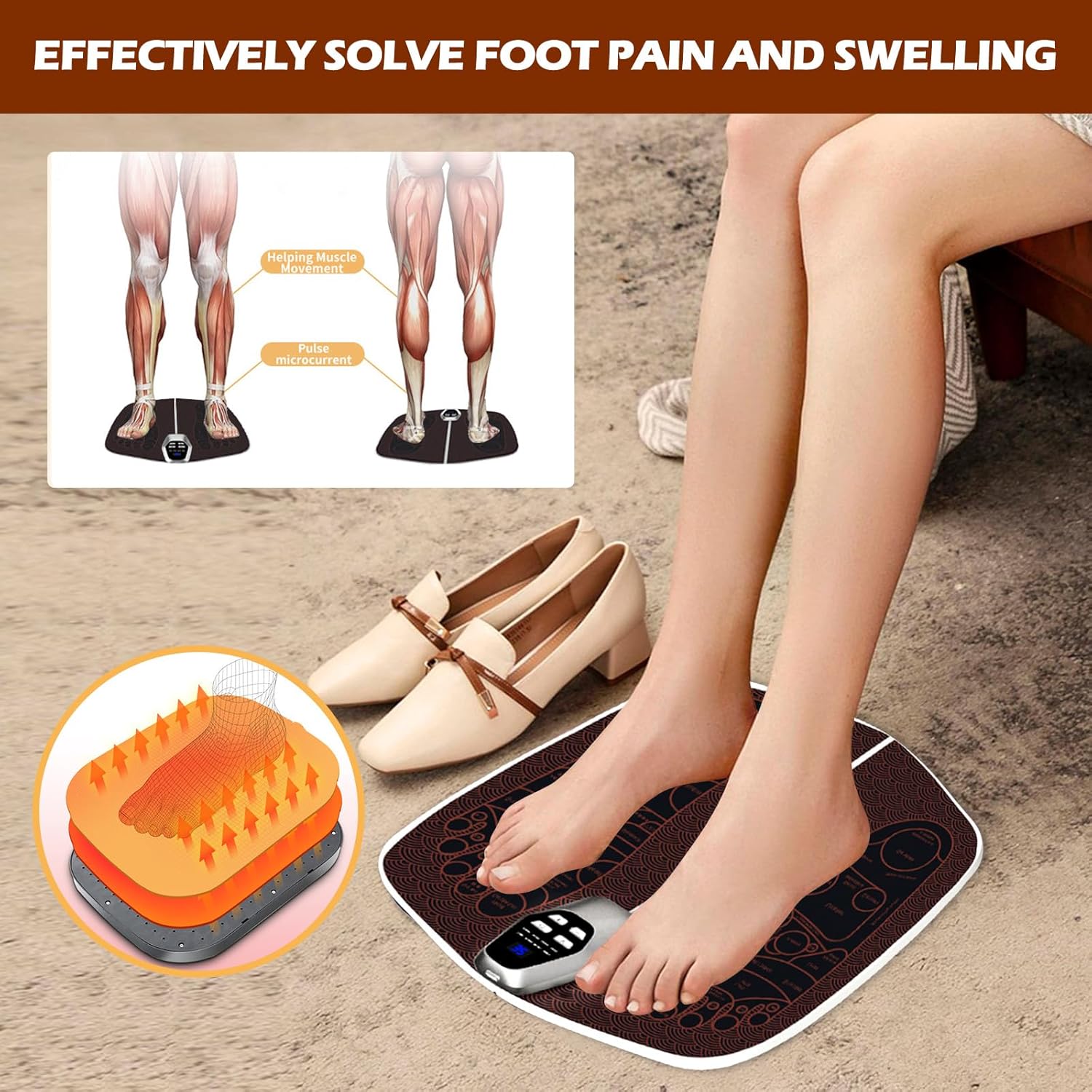 BORDEAG Electric Foot Massager with 8 Programs, 32 Intensity Levels