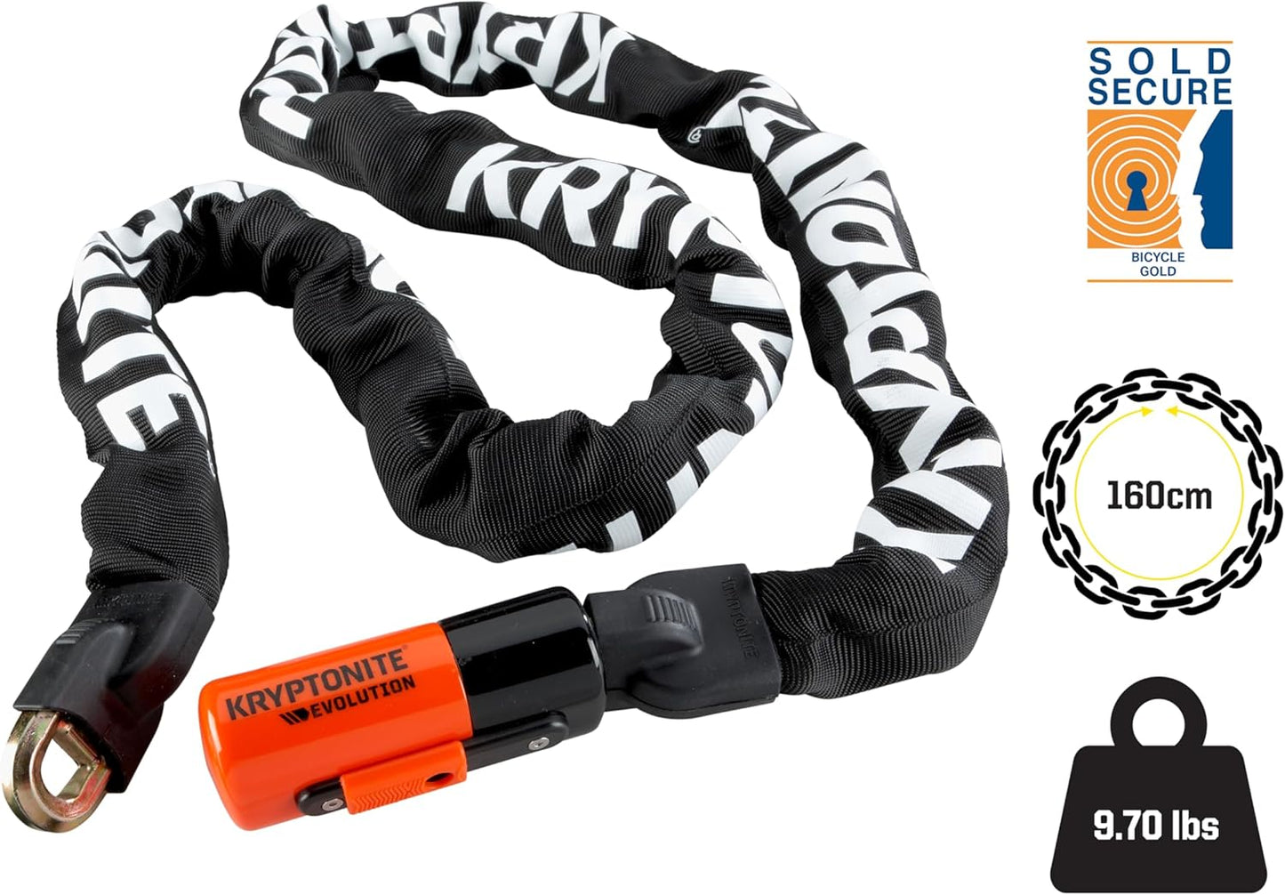 Kryptonite Evolution 4 Integrated Chain Bike Lock Heavy Duty