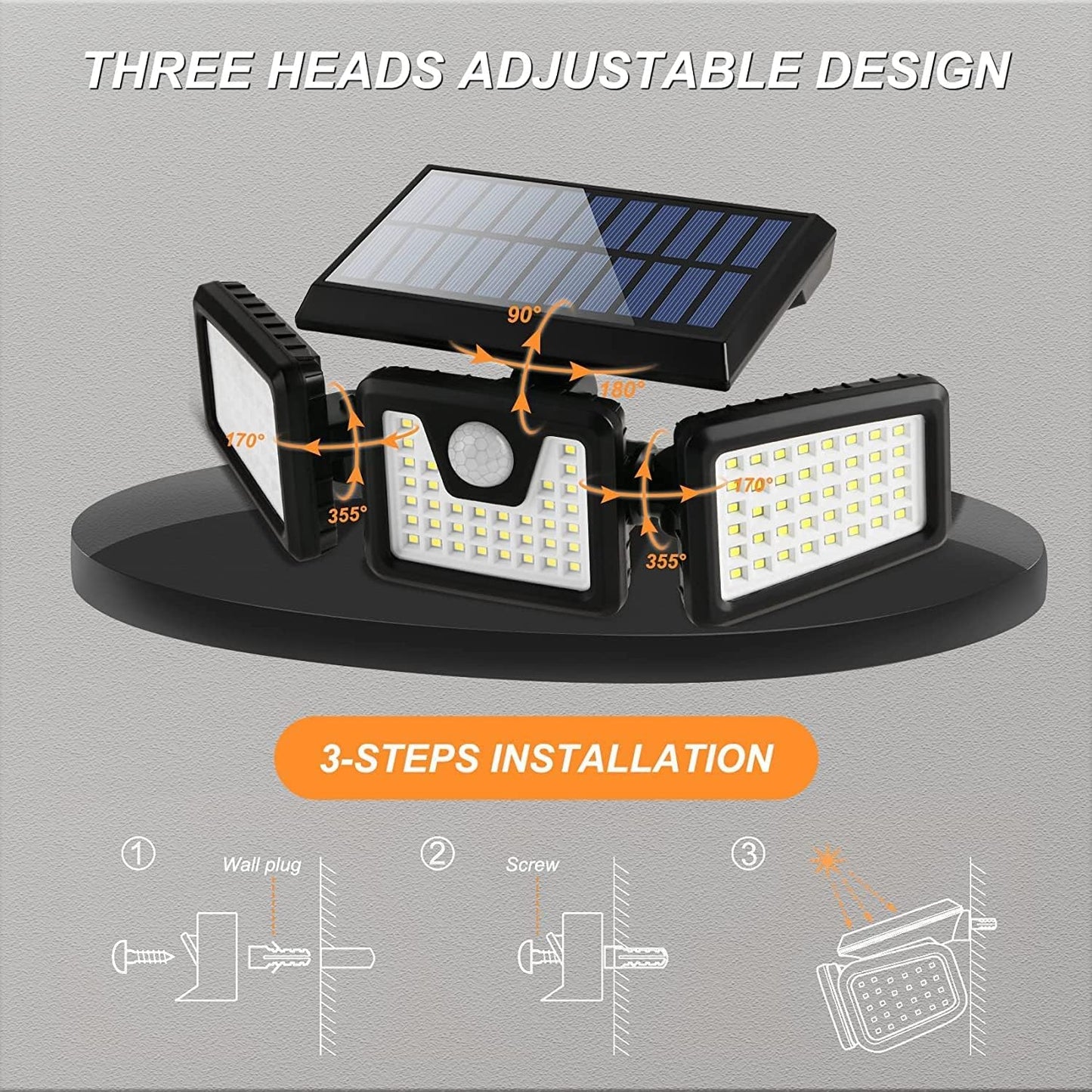 FLOWood B082TTQDTM 118 LED Solar Security Lights Motion Sensor Outdoor Floodlight