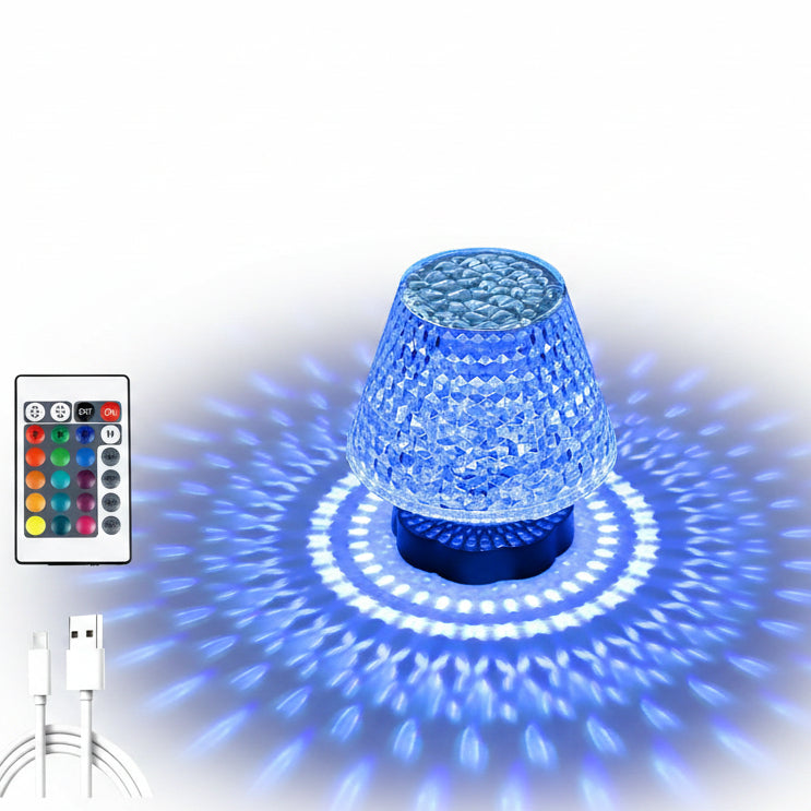 Rouclo Crystal Table Lamp 16 Colours LED USB-C Touch Remote Control 12.5 cm