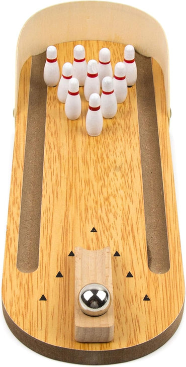 Toysery Wooden Tabletop Mini Bowling Set - Compact Desk Game