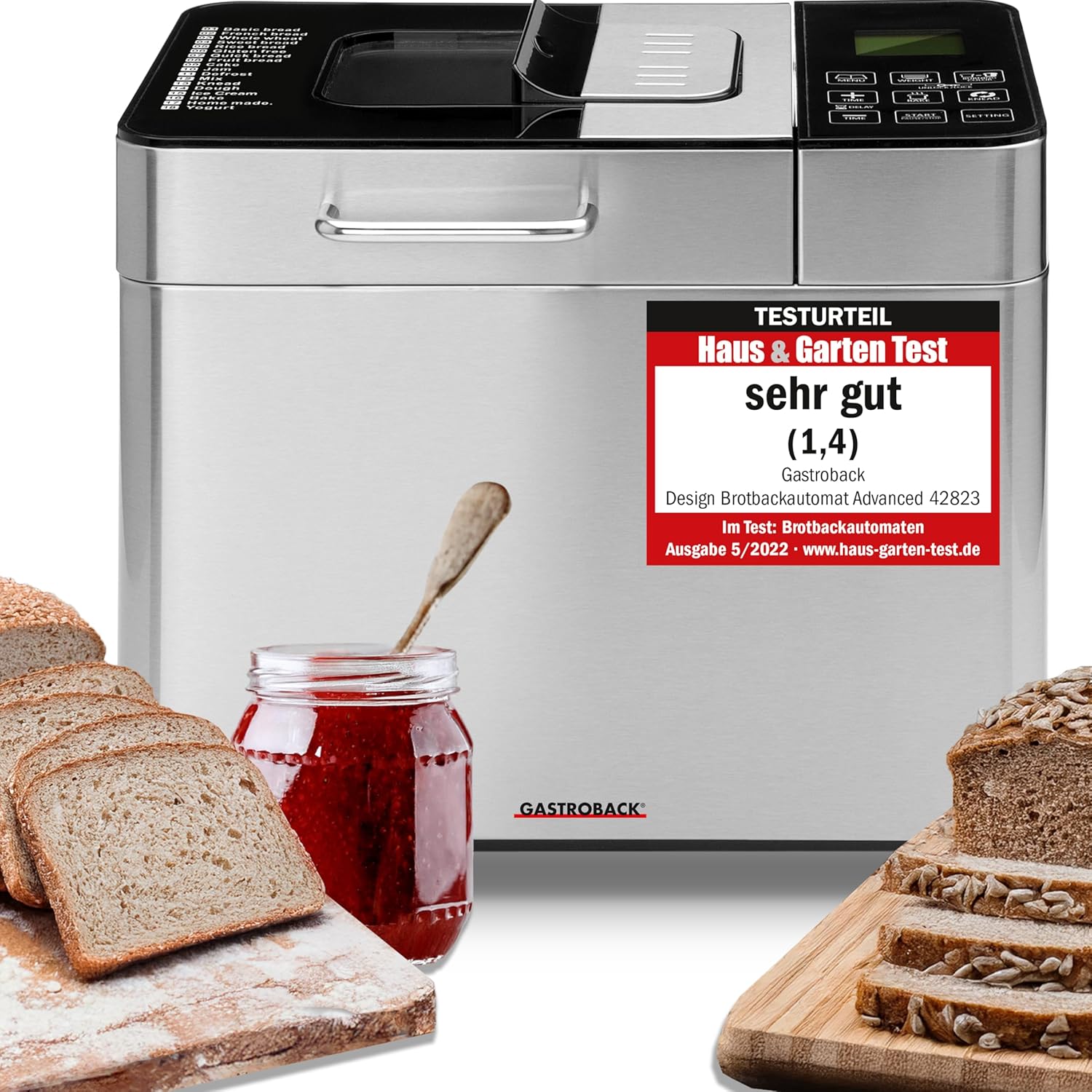 Gastroback Advanced Stainless Steel Breadmaker with 18 Programs