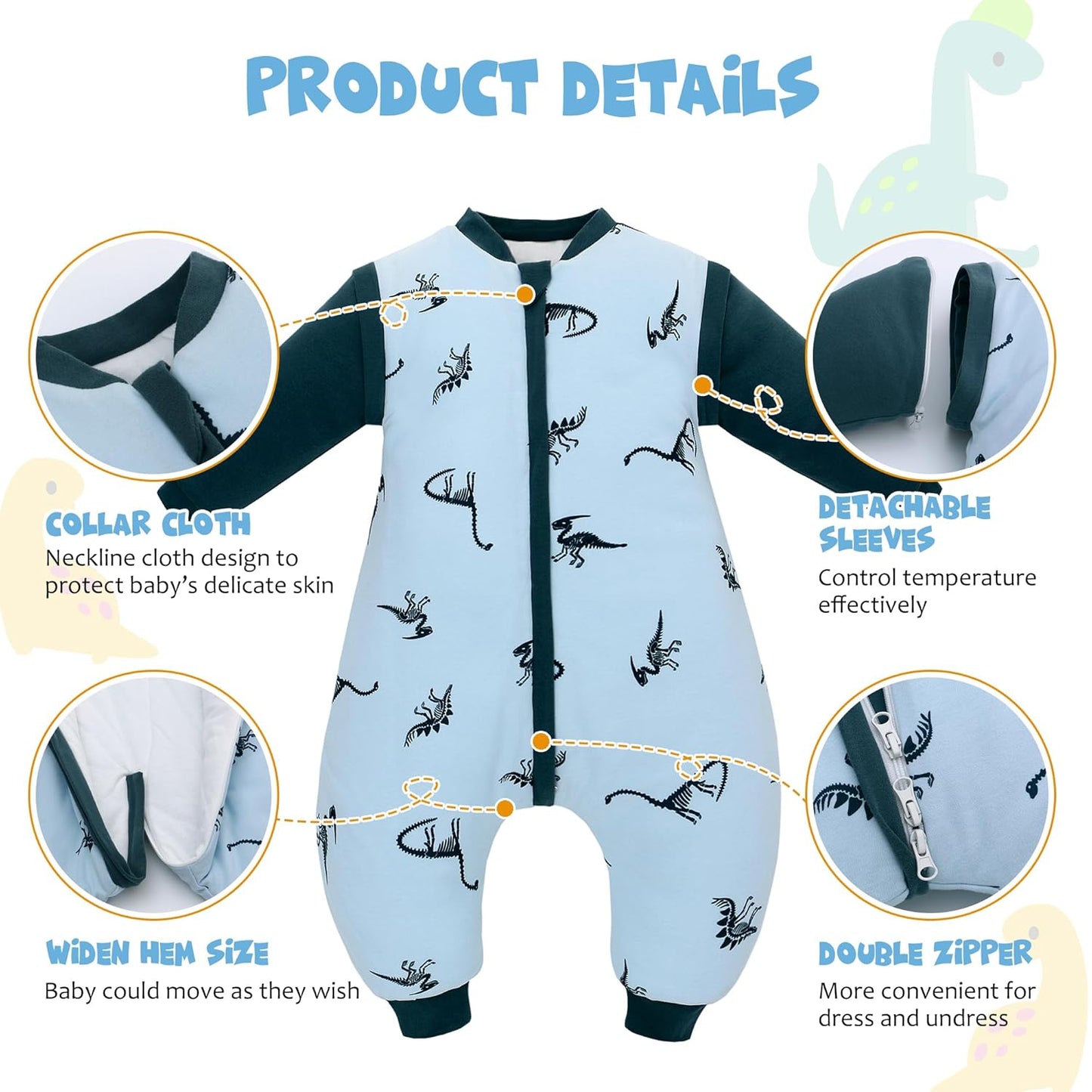 Portable Baby Sleep Blanket with Feet – 100% Cotton, Warm 2.5 Tog, 6‑18 Months