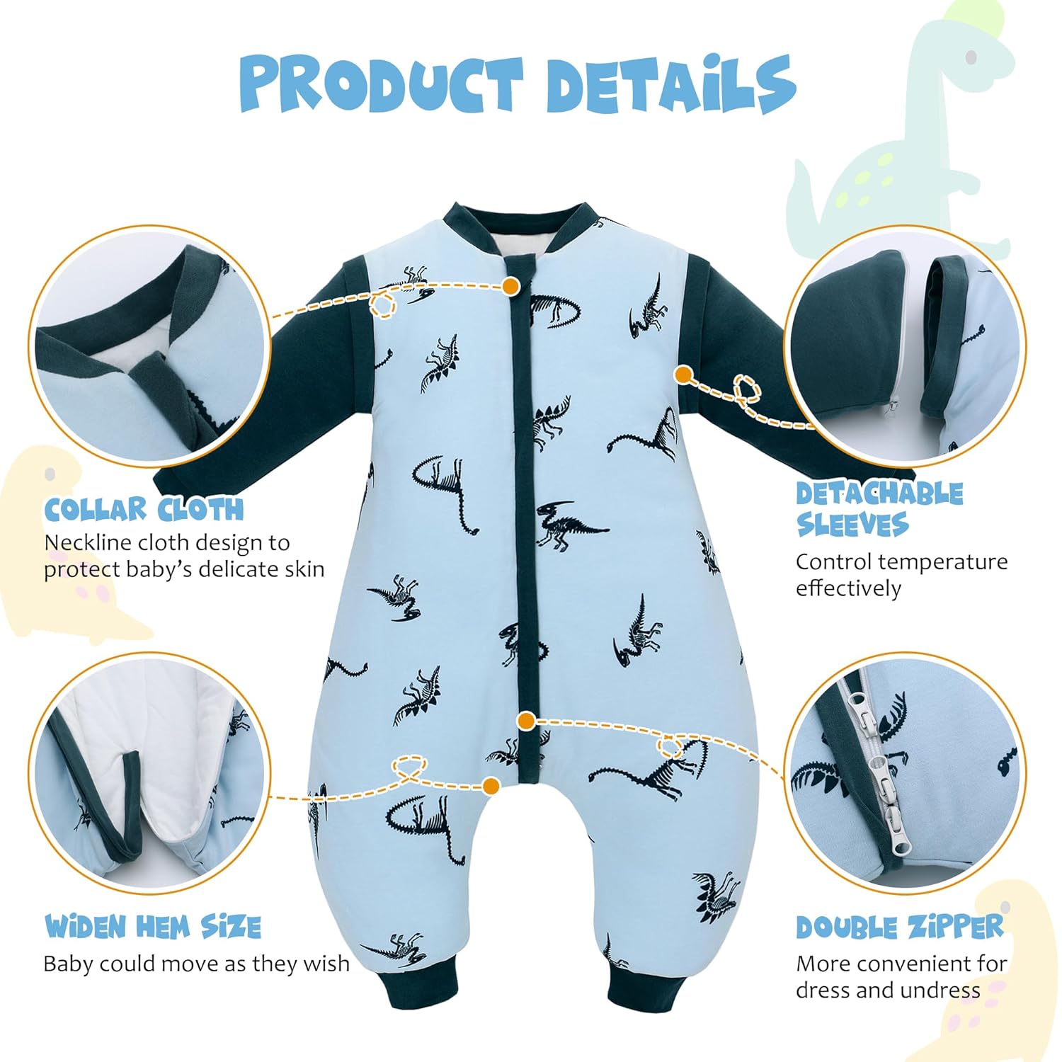 Portable Baby Sleep Blanket with Feet – 100% Cotton, Warm 2.5 Tog, 6‑18 Months