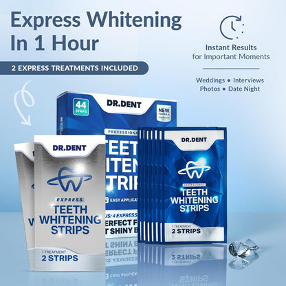 DR.DENT Professional Teeth Whitening Strips – 44 Count, Pain‑Free, At‑Home