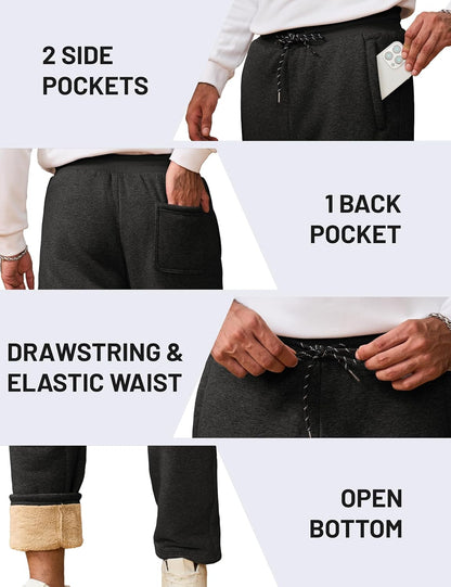 TACVASEN Men's Sherpa-Lined Fleece Sweatpants for Winter Warmth