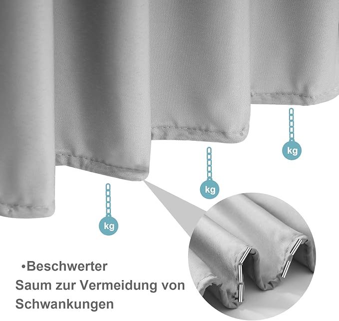 WOLTU Polyester Shower Curtain with Weighted Hem - 200 x 240 cm