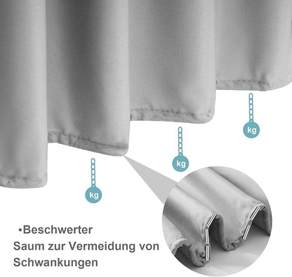 WOLTU Polyester Shower Curtain with Weighted Hem - 200 x 240 cm