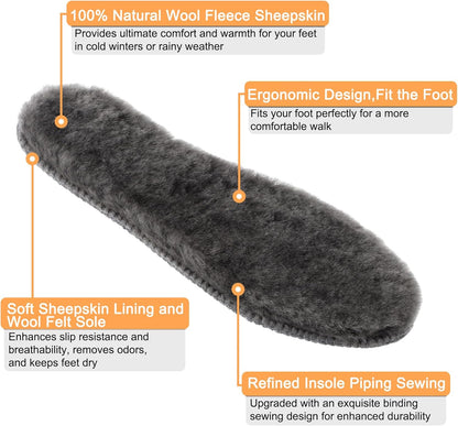 riemot Genuine Sheepskin Lambswool Insoles for Winter Boots