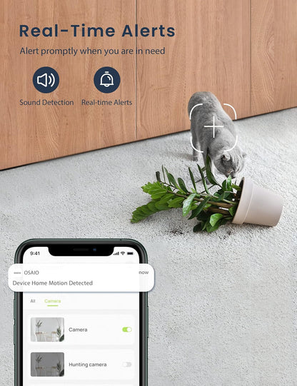GNCC 2K Pet Camera with 360° Pan Tilt, Night Vision