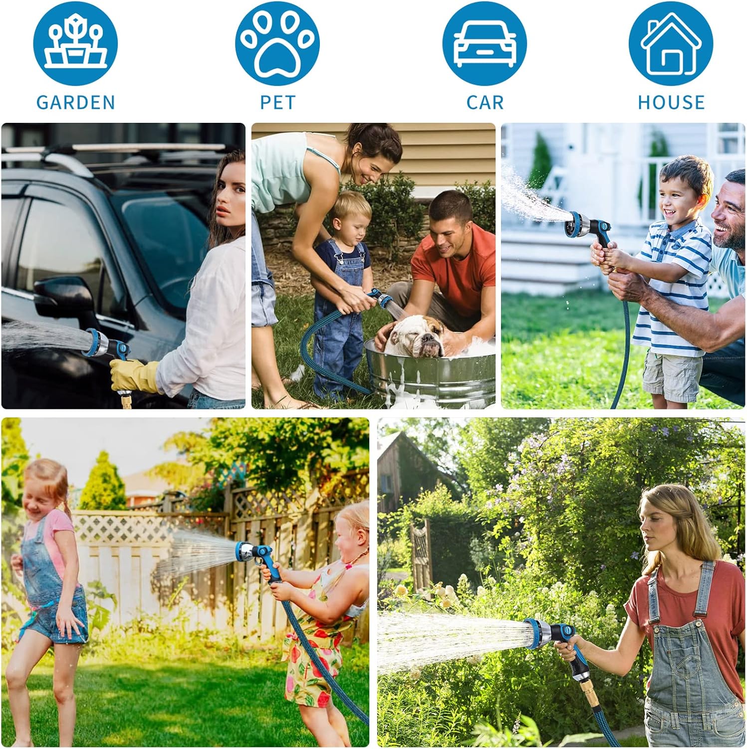 GARDIFE Expandable 15m Garden Hose with 10-Nozzle Brass Connectors