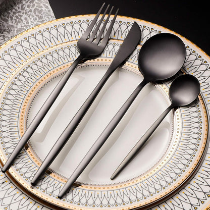 Sanli Matte Black 60-Piece Cutlery Set for 12 People