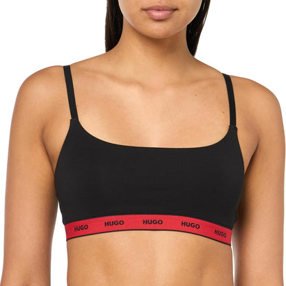 HUGO Women's 2-Pack Cotton Stretch Bralettes with Repeat Logo