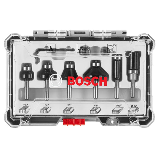BOSCH 6-Piece Carbide-Tipped Trim Router Bits