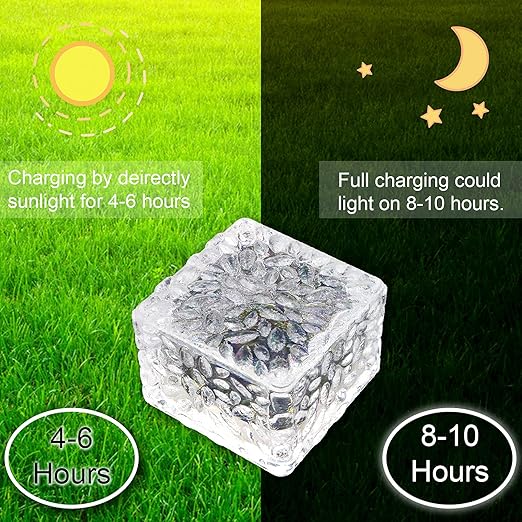 JJXDYM 4 Pack LED Solar Ice Cube Lights