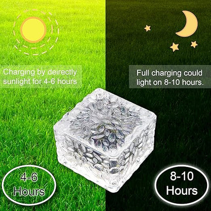 JJXDYM 4 Pack LED Solar Ice Cube Lights