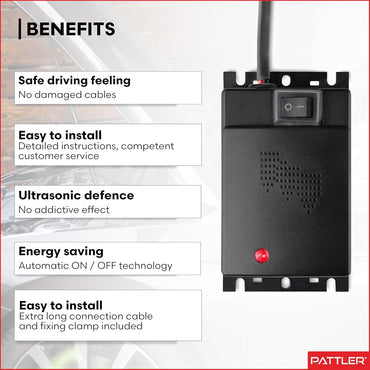 PATTLER Car Marten Repellent Ultrasonic 12V Battery Connection Automatic Engine