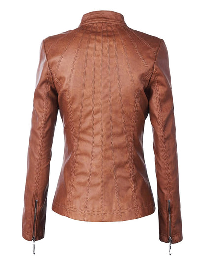 Made By Johnny Women's Panelled Faux Leather Moto Jacket