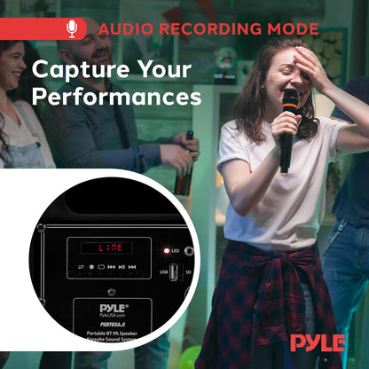 Pyle Portable Bluetooth Karaoke PA Speaker with 600W Power
