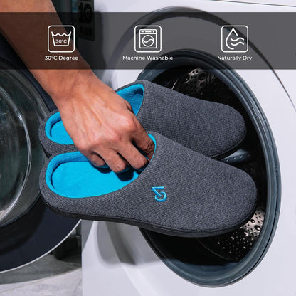 VeraCosy Men's Two-Tone Memory Foam Slippers with Plush Fleece