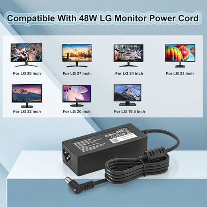 19V LG Monitor Power Adapter 48W Output for Multiple Models - Gomix Brands Outlet