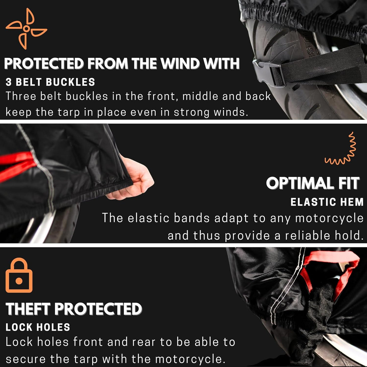 GLUECKSTAR Motorcycle Cover Waterproof Outdoor XL 244 cm