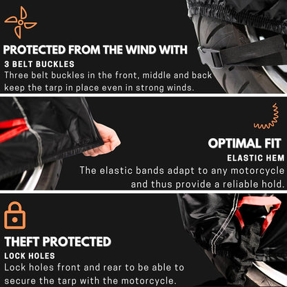 GLUECKSTAR Motorcycle Cover Waterproof Outdoor XL 244 cm