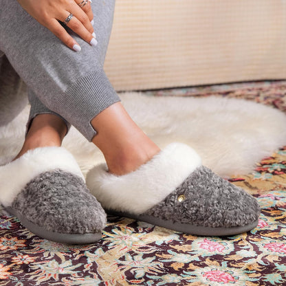 HomeTop Women's Comfy Clog Slippers Soft Warm Non‑Slip Indoor Shoes