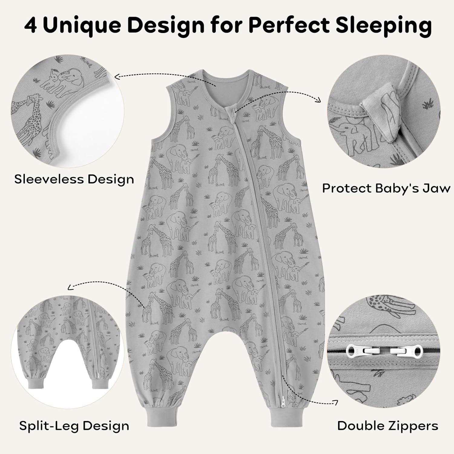 Soft 0.5 Tog Unnivoll Cotton Baby Sleeping Bag with Feet