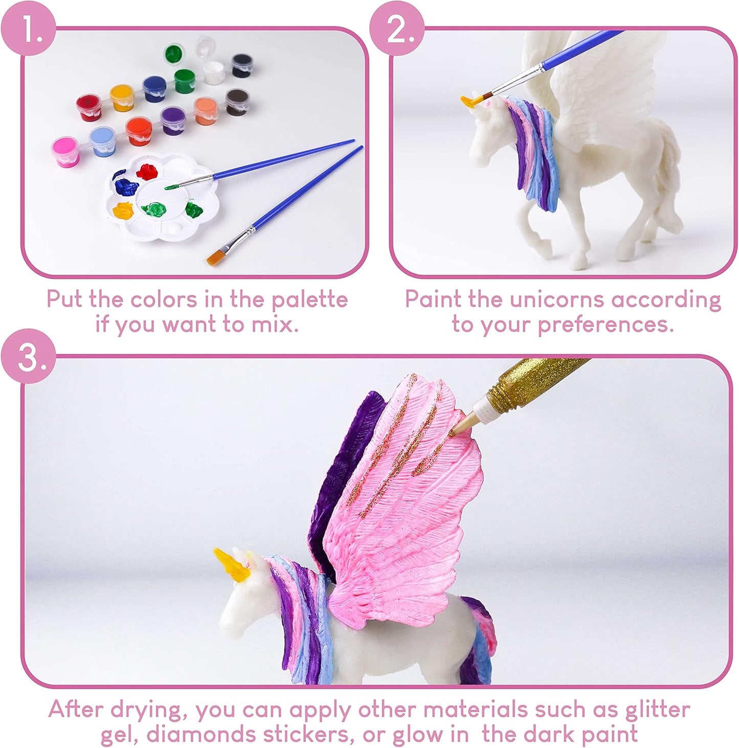BONNYCO Unicorn Painting Craft Set with Glow-in-the-Dark Colors