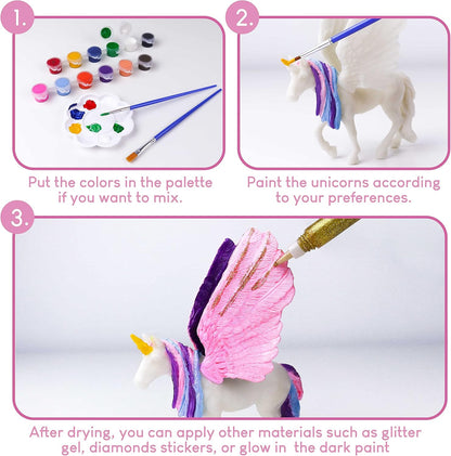 BONNYCO Unicorn Painting Craft Set with Glow-in-the-Dark Colors