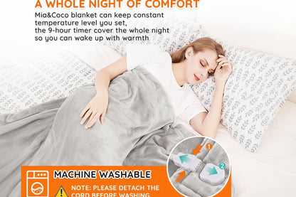 Mia&Coco 180x130cm Electric Heated Throw Blanket with 10 Heat Levels