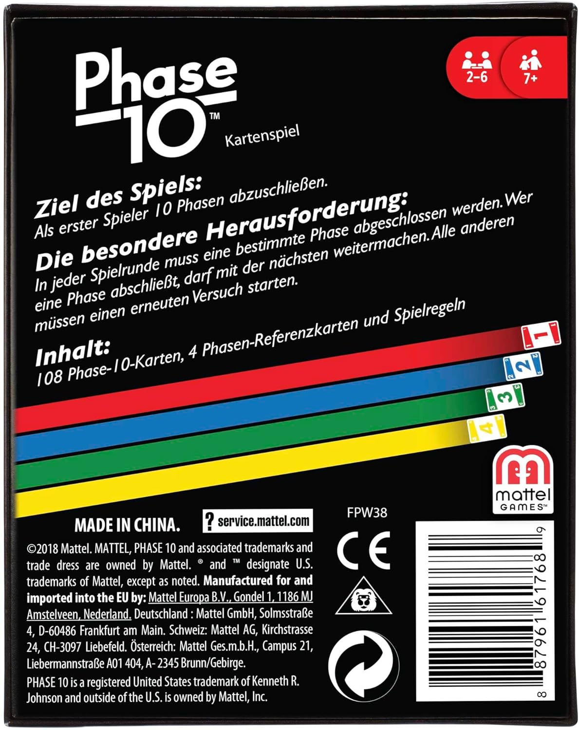 Mattel Phase 10 Card Game – 2-6 Players, 10 Challenges