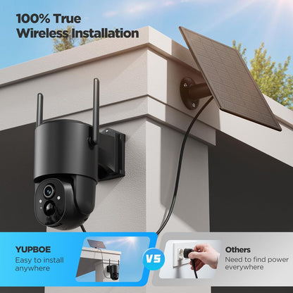 YUPBOE Solar Wireless PTZ 360° Outdoor Security Camera with Floodlight