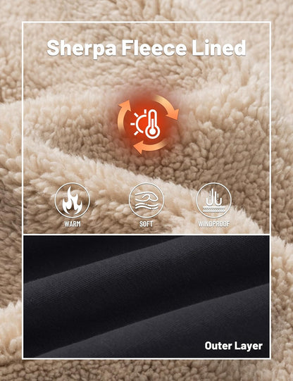 TACVASEN Men's Sherpa Lined Winter Warm Thermal Fleece Jogging Sweatpants with Pockets