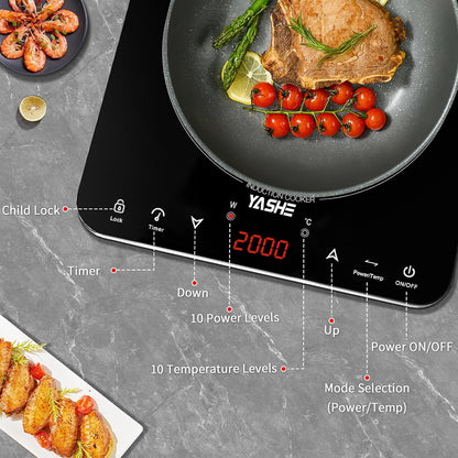 Single Induction Hob 2000W Cooktop Black FS-IC018