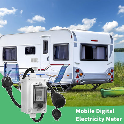 SWAWIS Mobile Digital Power Meter 230V IP67 Outdoor KWH Energy Monitor Socket