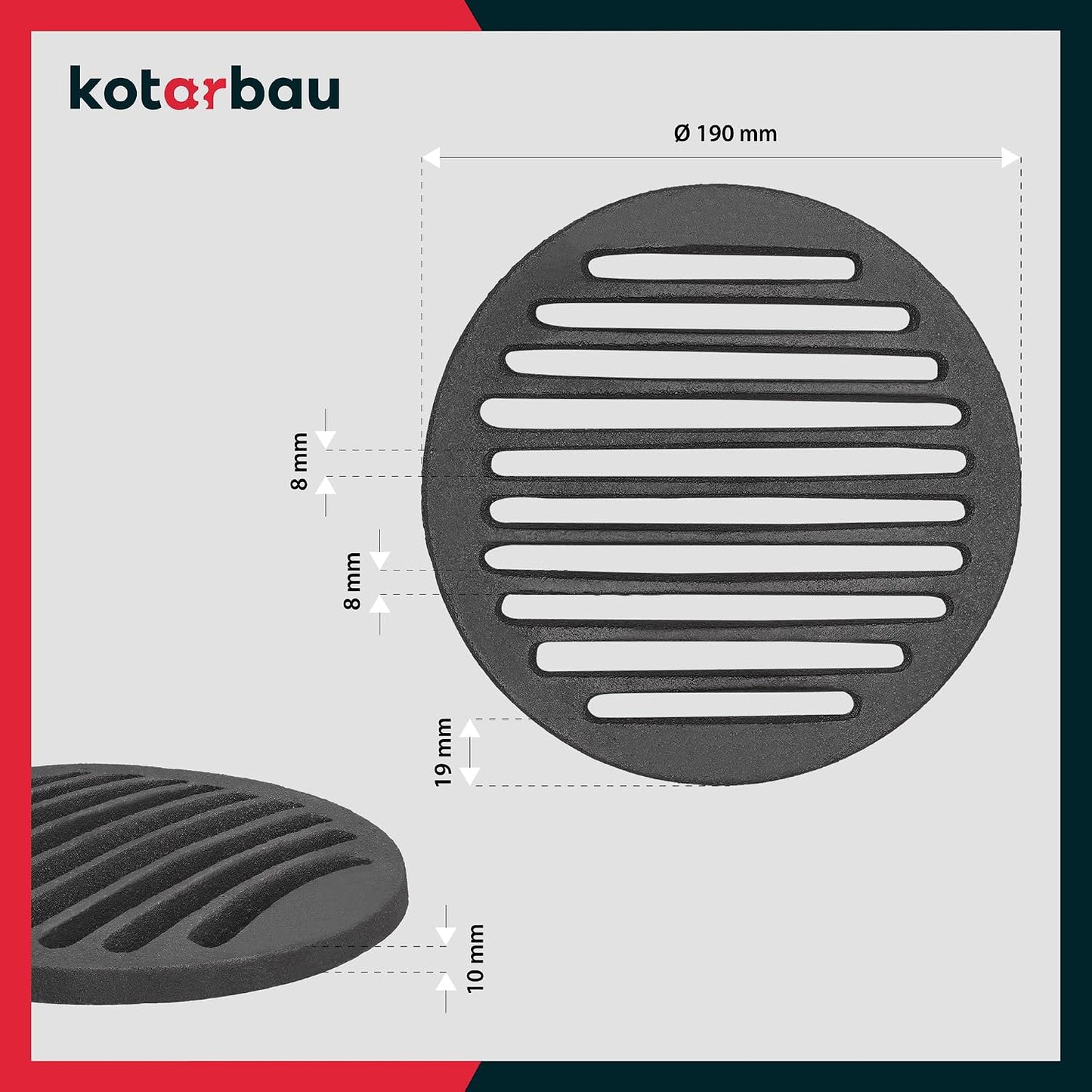 KOTARBAU Cast Iron Fireplace Grate 19 cm Diameter Round Grey