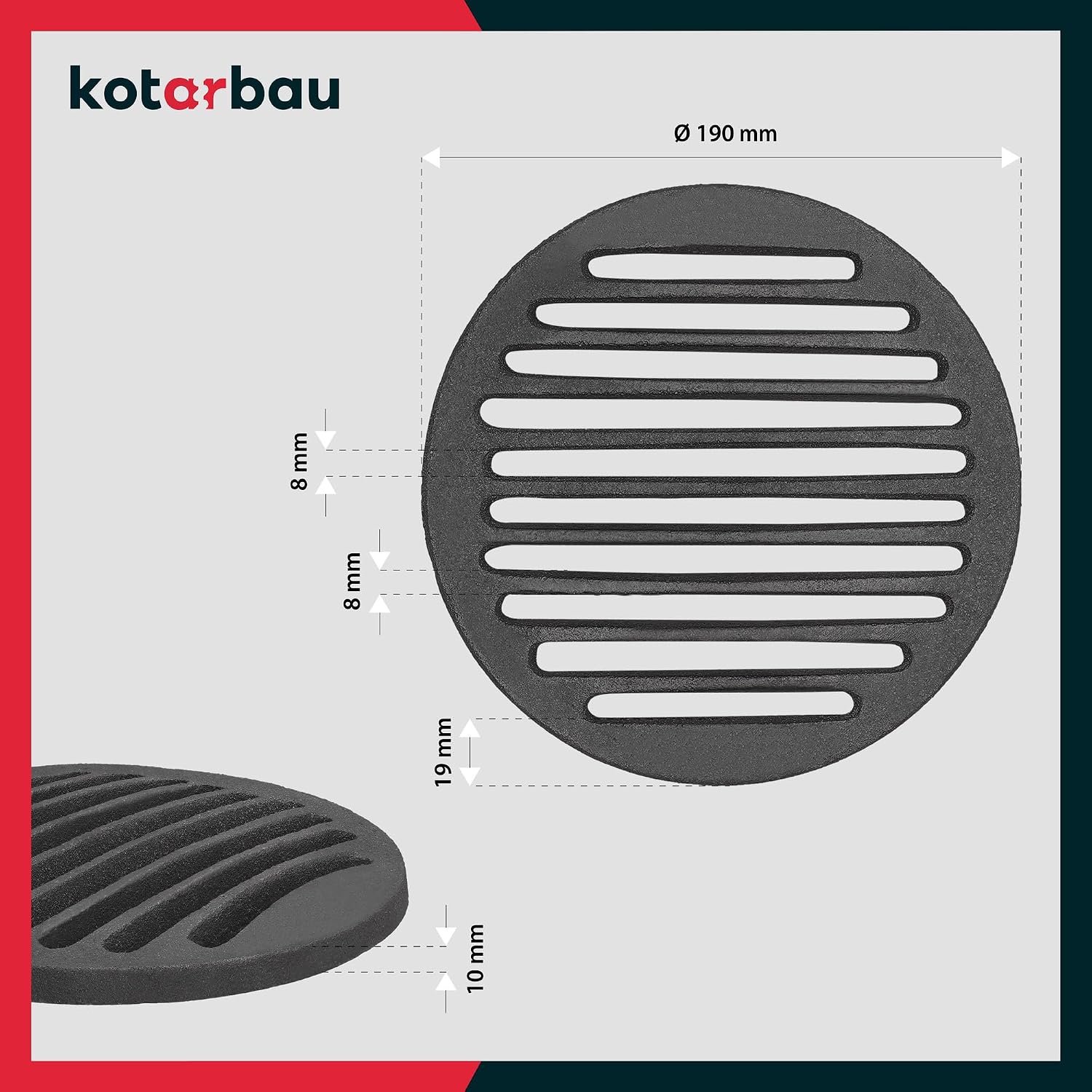 KOTARBAU Cast Iron Fireplace Grate 19 cm Diameter Round Grey