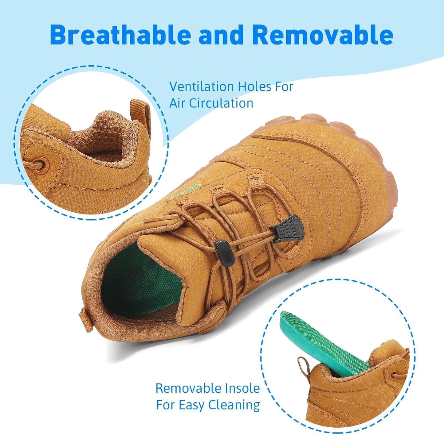 SAGUARO Kids Trail Running Shoes – Lightweight Breathable Barefoot Trainers