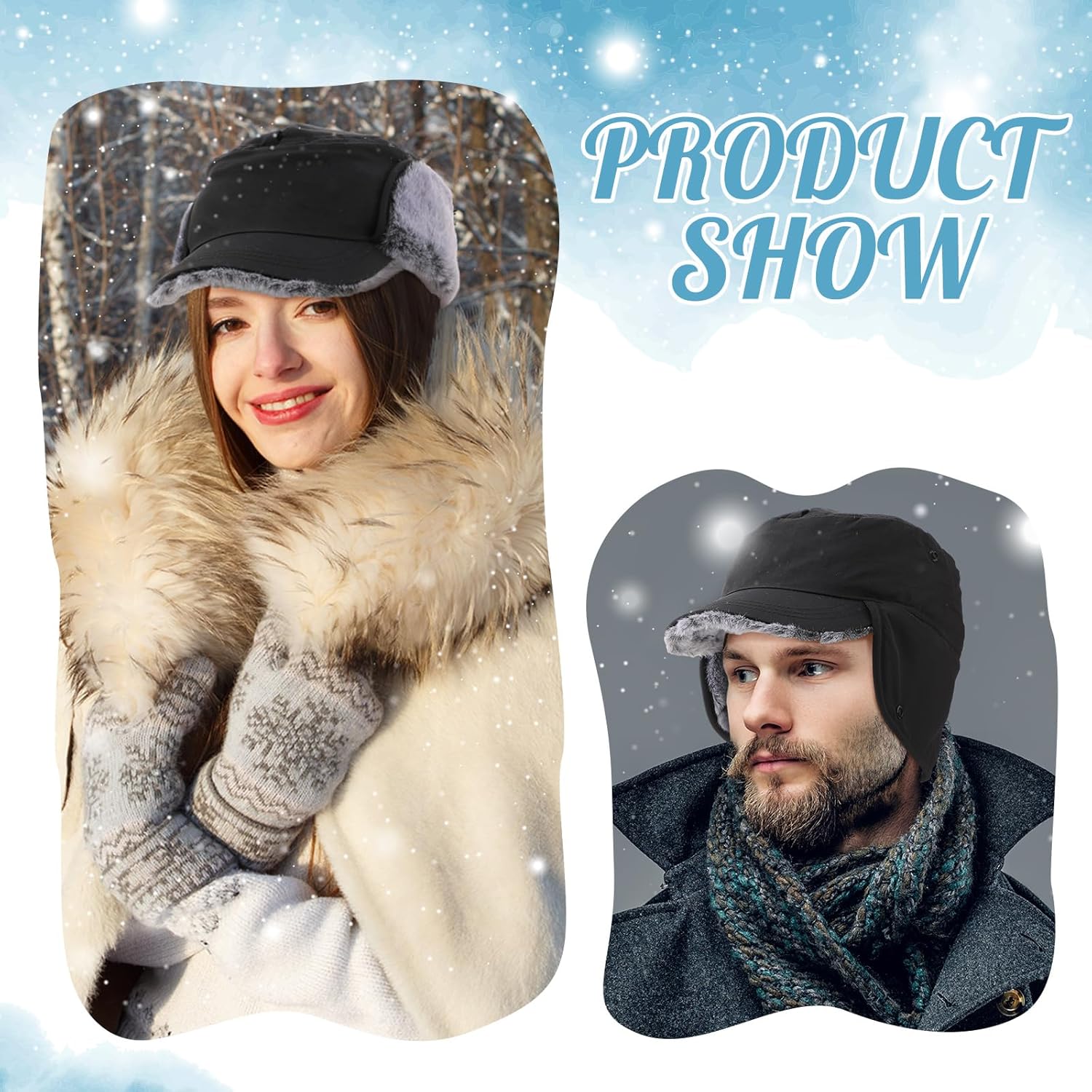 Suhine Warm Winter Trapper Hat with Faux Fur Lined Earflaps