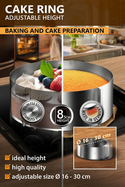 4smile Adjustable Stainless Steel Cake Ring 8.5 cm High