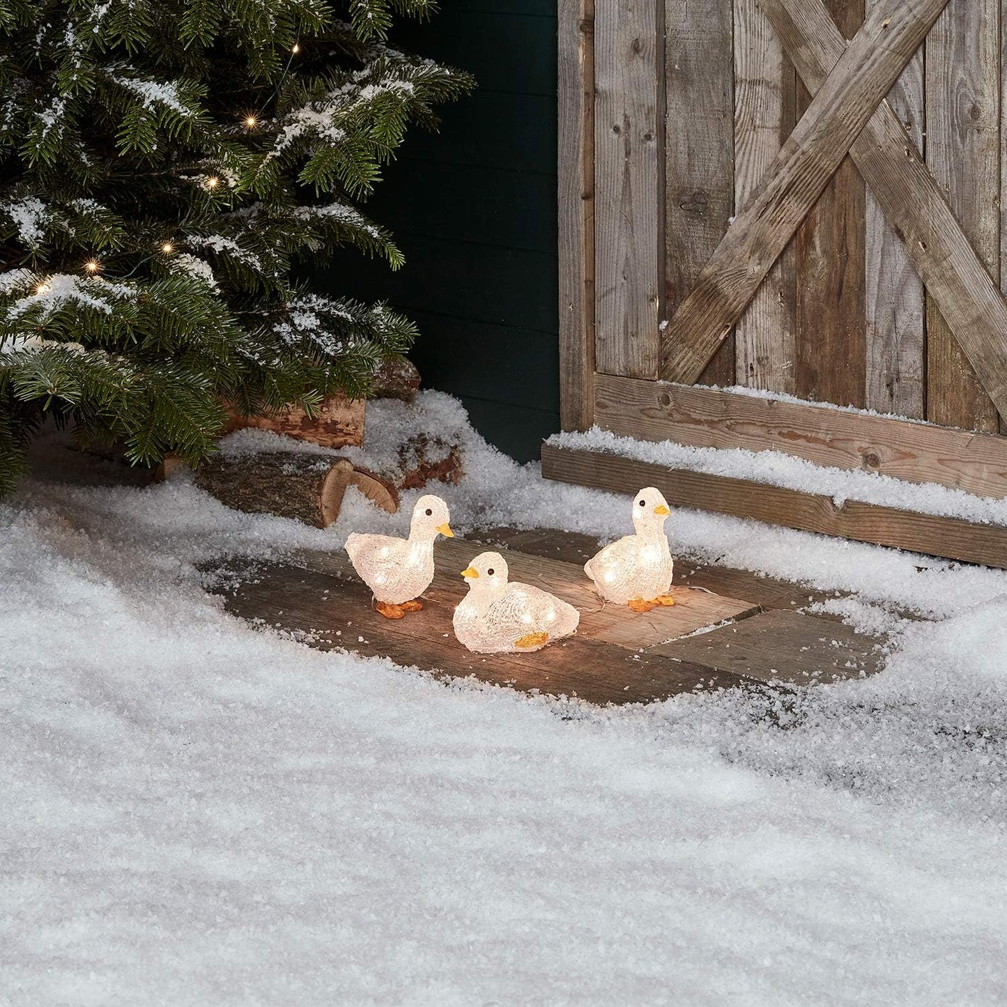 Lights4fun LED Acrylic Duckling Garden Lights Set of 3